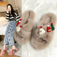 Christmas Hat Fluffy Slippers Women's Warm Toe Covering Cotton Slippers EX-STOCK Canada 