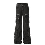 Solid Color Casual Multi-pocket Denim Jean Cargo Pants women - EX-STOCK Canada