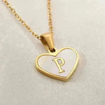 26 Letter Heart-shaped Necklace White Shell Love Clavicle Chain Fashion Personalized Necklace For Women Jewelry Valentine's Day - EX-STOCK CANADA