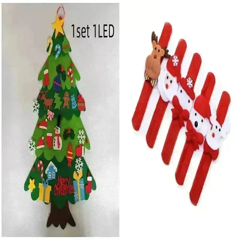 DIY Felt Christmas Tree New Year Toddler Kids Handmade Gift Toys Door Wall Hanging Ornaments Holiday Party Home Decor Set - EX-STOCK CANADA