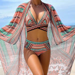 Women's Split Cross Strap Retro Ethnic Style Swimsuit - EX-STOCK Canada