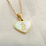 26 Letter Heart-shaped Necklace White Shell Love Clavicle Chain Fashion Personalized Necklace For Women Jewelry Valentine's Day - EX-STOCK CANADA