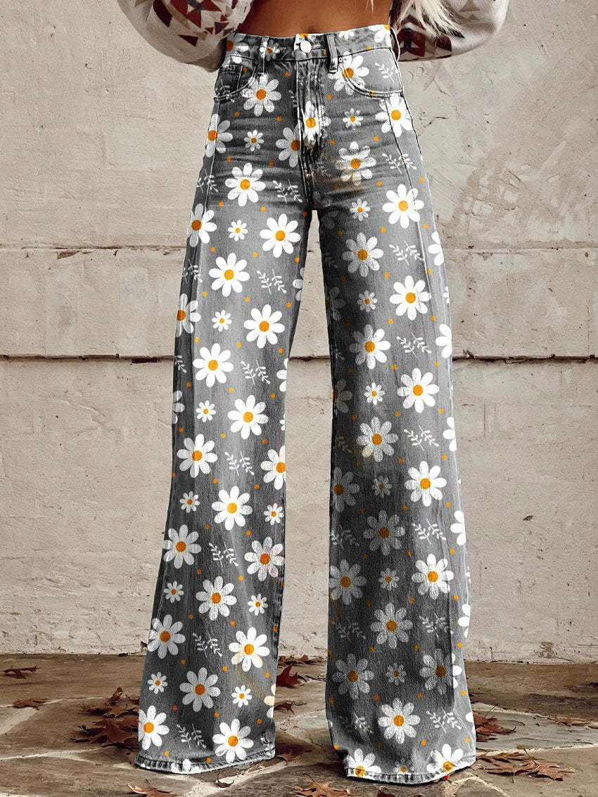 Plus-size Womens Casual Pants Lightweight Denim-look 