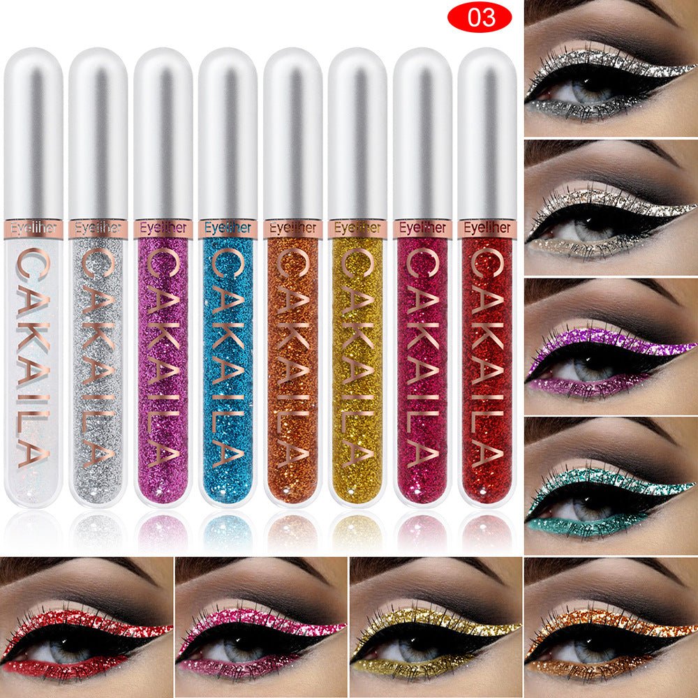 Set of Cakaila eyeliner pencils with color samples on eyes