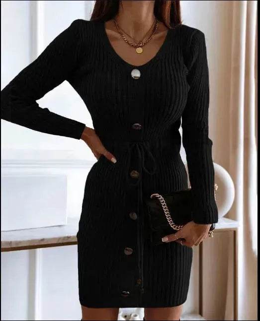 Autumn Winter Cashmere Slim fit Knitted Mini Sweater Dress - EX-STOCK Canada