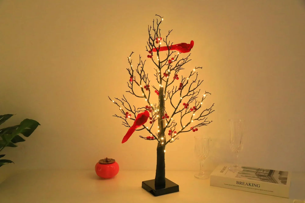 Lighted Mini Birch Tree Light LED Cardinals Christmas Tree Vintage Glowing Tree Light For Table Holiday Home Xmas Decoration EX-STOCK Canada 