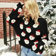 Christmas Sweater Women Cute Cartoon Santa Print Knit Sweater Winter Tops - EX-STOCK CANADA