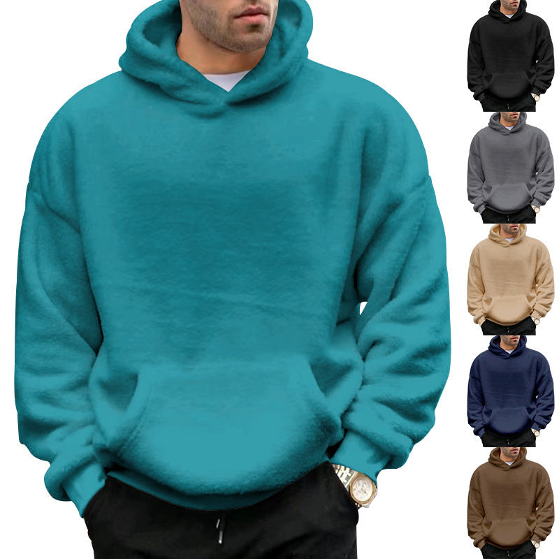 Double-sided Velvet Hooded Sweater Men's Plush Sweatshirt With Pockets EX-STOCK Canada 