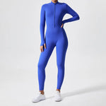 Long Sleeve Outdoor Sports Jumpsuit Workout Clothes Zipper Training Skinny Hip Raise Yoga Clothes - EX-STOCK CANADA
