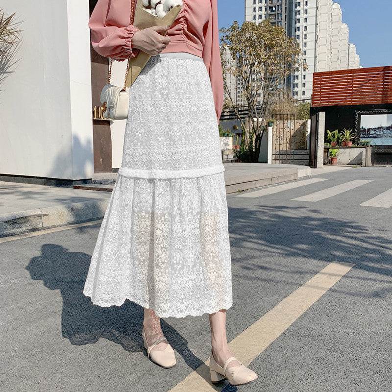 Spring Summer Women High waist Lace Midi Skirt - EX-STOCK Canada