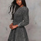 Elegant Patchwork Waist-slimming Women's Denim Long Sleeve Dress - EX-STOCK Canada