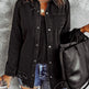 Black Ripped Shirt Denim Long Sleeve Coat Jacket Women - EX-STOCK CANADA