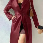 Fashionable Longline leather overcoat Jacket for women - EX-STOCK CANADA