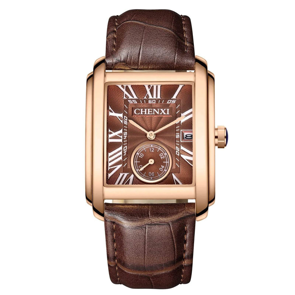 Square Quartz Leather Strap Alloy Watch Men - EX-STOCK Canada