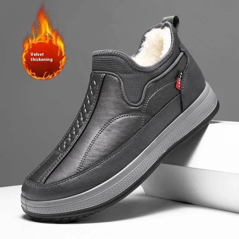 Winter Warm Fleece Snow Boots Round-toed Platform Ankle Boot Fashion Simple Non-slip Flat Cotton Shoes Men - EX-STOCK Canada