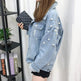 All-match Korean Style Loose Embroidered Denim Jacket Women EX-STOCK Canada 
