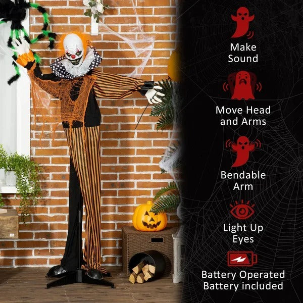 5ft Life Size Outdoor Halloween Decoration, Talking Circus Clown With Sound And Motion Activated, Light Up Eyes EX-STOCK Canada 