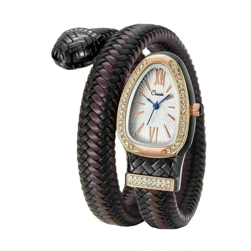 Snake Watch Fashion Quartz Watch Diamond Leather Strap - EX-STOCK CANADA
