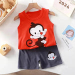 New Vest Suit Cotton Sleeveless Boy Summer Clothing Vest Two-piece Set for boys - EX-STOCK Canada