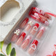 24 PCS Strawberry Bow Nail Art, Long Length Long Water Pipe Fake Nails,Square Head Nail Tips False Nail EX-STOCK Canada 
