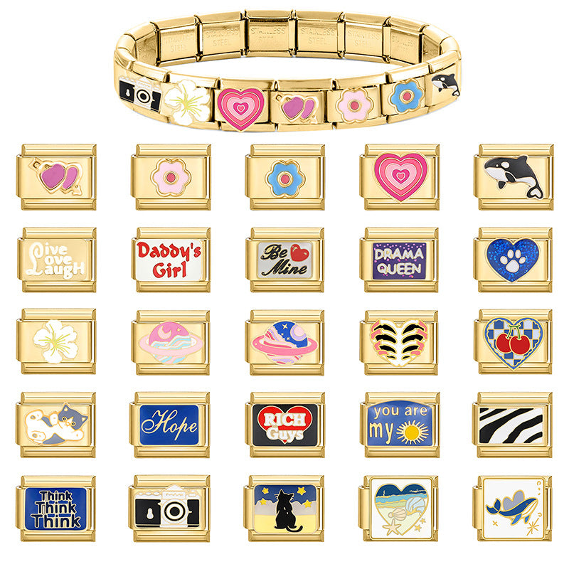 Gold Enamel DIY Pendant Charm – Bracelet Necklace Anklet Accessory