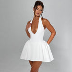 Elegant Ladies Deep V-neck flared Halter Neck Mini dress for Party Club Date - EX-STOCK Canada