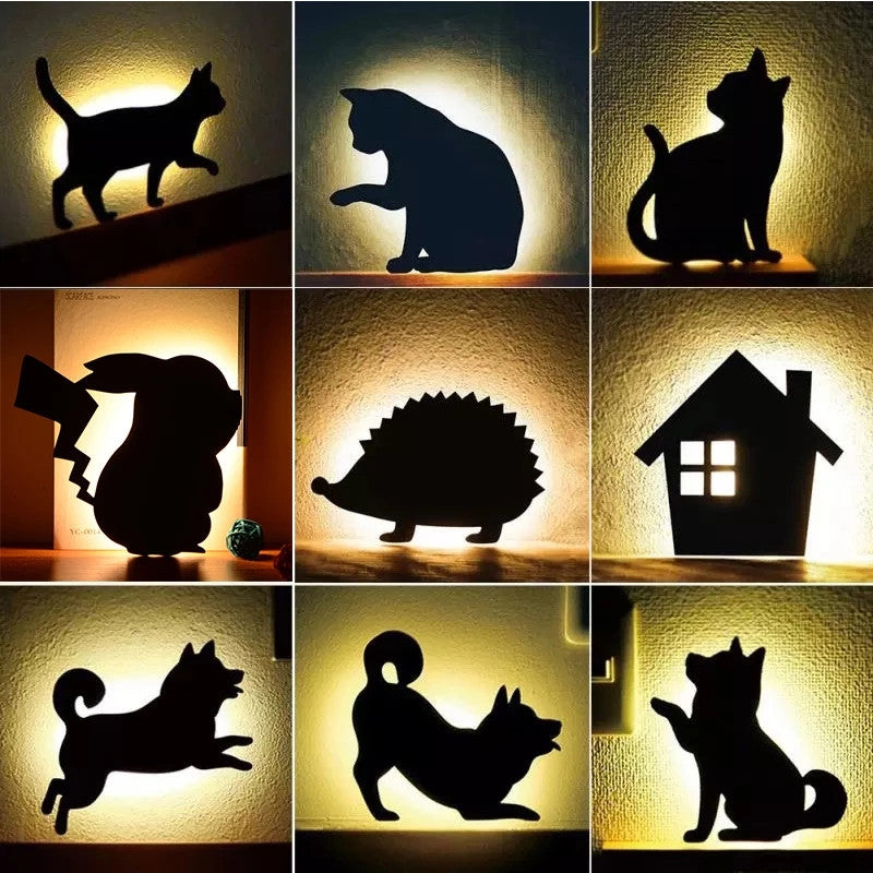 LED Animal Silhouette Night Light – Sound Sensor Wall Lamp for Kids Bedroom | 18 Designs