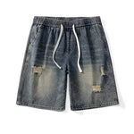 American Washed Make Old Ripped Denim Shorts Men Street Hip pop Fashion mens jean shorts - EX-STOCK Canada