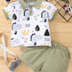 Boy's Little Dinosaur Lapel Cotton Short Sleeve Top Short Pants Suit Two piece for boys. - EX-STOCK Canada
