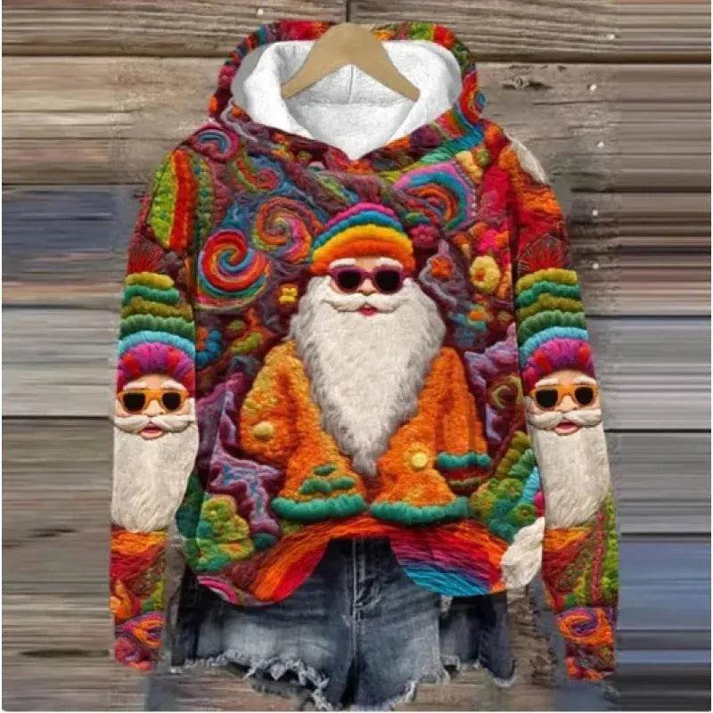 Print Christmas Holiday Casual Hoodie Sweater Pullover - EX-STOCK Canada