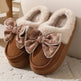 Cute Bowknot Plush Slipper Winter Warm Indoor Floor Bedroom Home Slippers For Women Fashion Thick-soled Solid House Shoes - EX-STOCK Canada