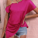 Women Clothes Off Shoulder Blouse Summer Irregular Design Tops Shirt - EX-STOCK CANADA