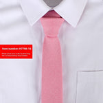 Pink tie on a white shirt with a red text box displaying an item number.