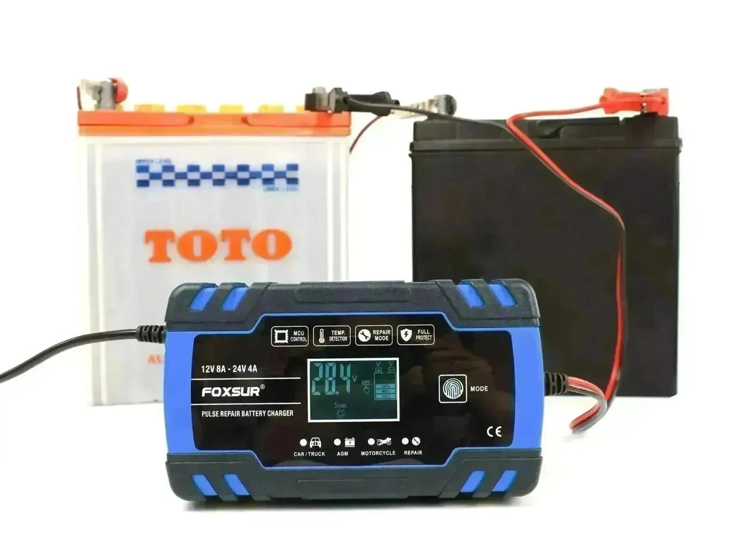 Universal  LCD Display Smart Battery Charger For Motorcycles, Cars, Trucks - EX-STOCK CANADA