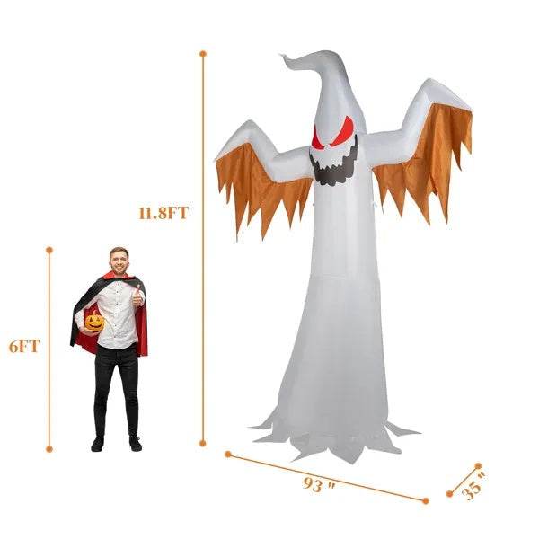 12ft 4pcs LED Lights Giant Scary Ghost Flames And Flashing Red Eyes Inflatable Halloween Decoration - EX-STOCK Canada