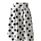 White Polka dot High Waist A-line Pleated Midi Skirt for office work - EX-STOCK Canada