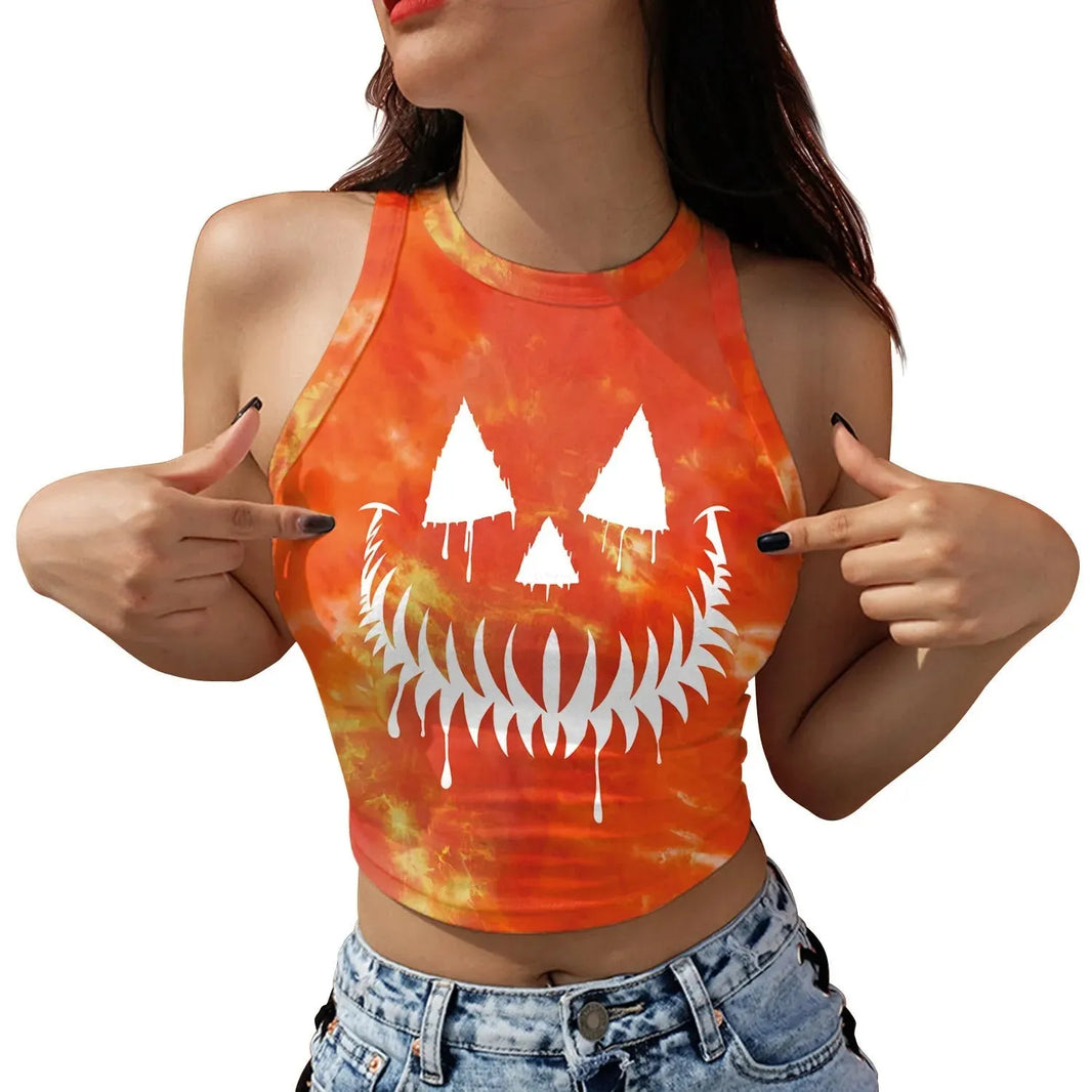 Halloween Printed Skeleton Skull Vest crop Top For Women - EX-STOCK CANADA