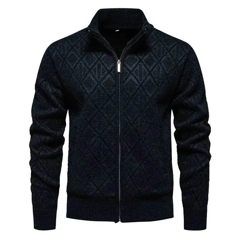 2025 Fall Winter Men Fleece-lined Thick Stand Collar Sweater Cardigan for men - EX-STOCK Canada