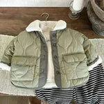 Korean Style Lamb Fur Collar Fleece-lined Thickened Cotton-padded Coat Fashion - EX-STOCK CANADA