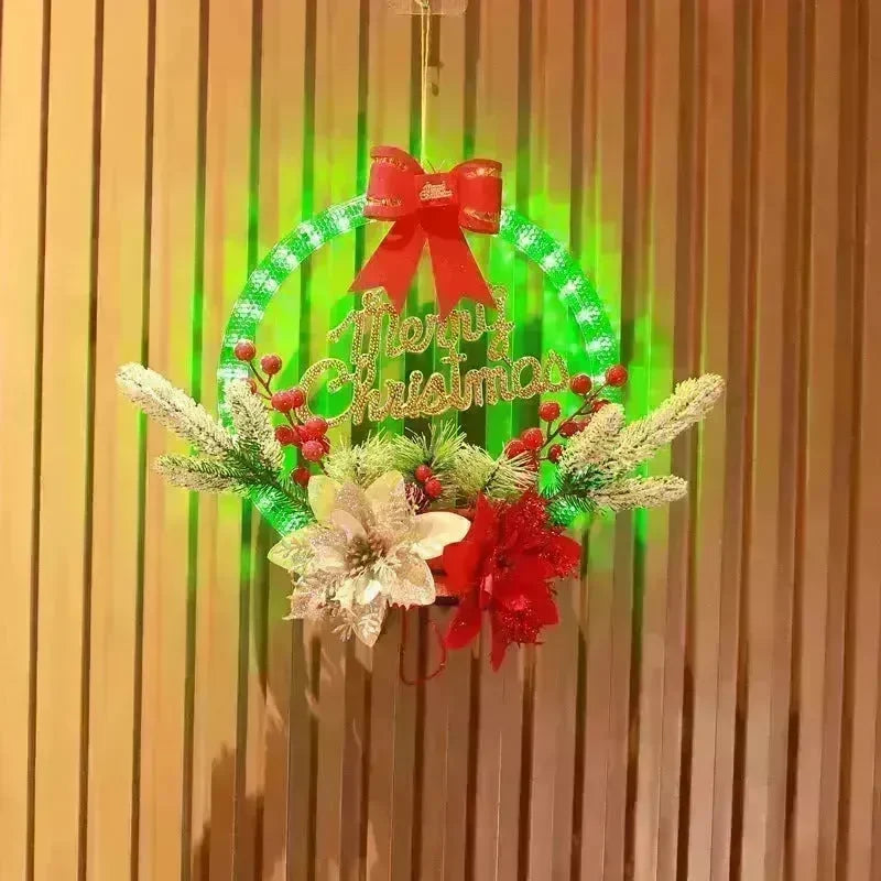 Christmas Luminous LED Light Garland Door Hanging wreaths Decorations - EX-STOCK CANADA