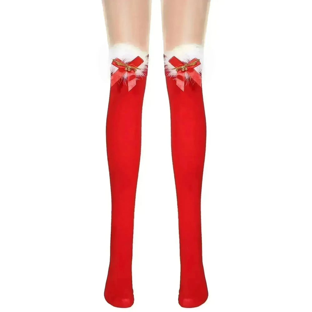 Thickened Women's Red Long Bow Christmas Stockings - EX-STOCK CANADA
