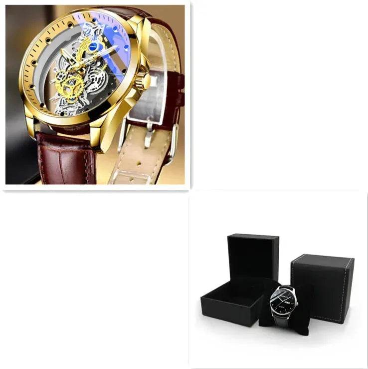 Men Watch Skeleton Automatic Quartz Watch Gold Skeleton Vintage Man Watch Mens Watches Top Brand Luxury - EX-STOCK Canada
