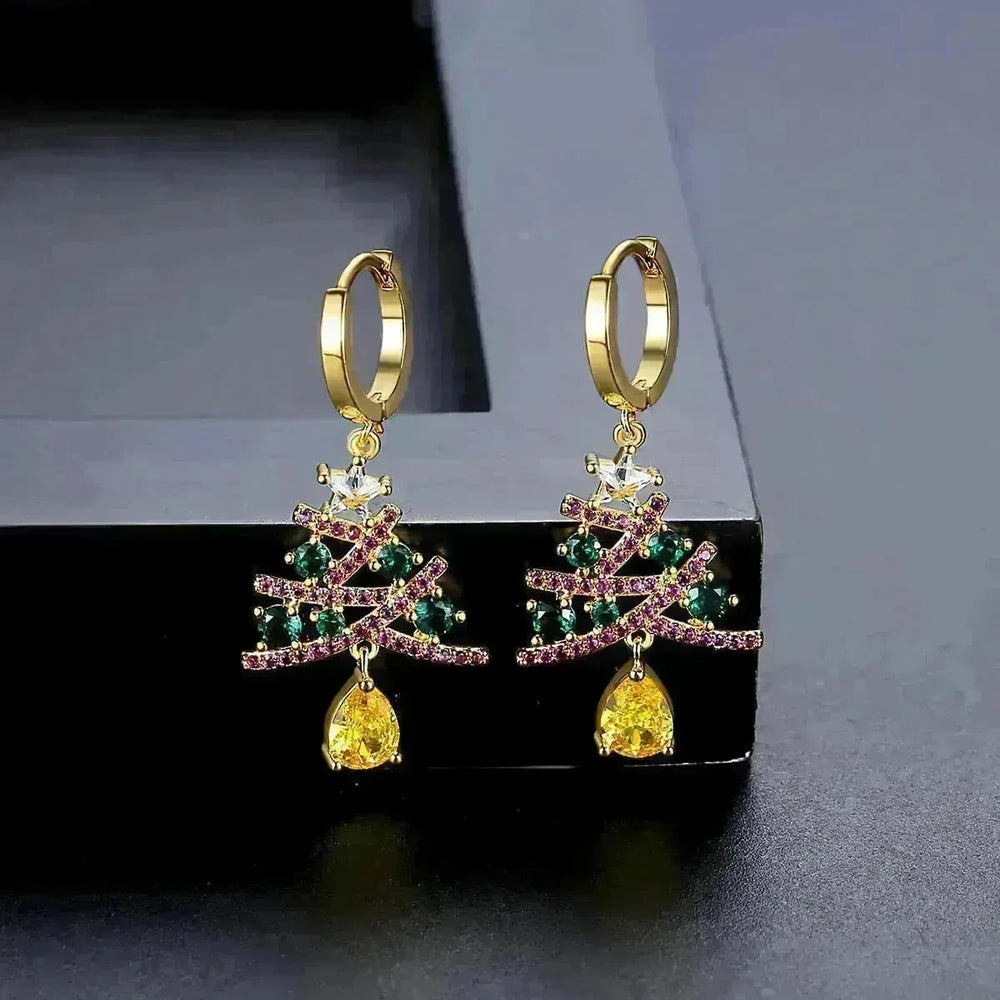 New Christmas Tree Earrings With Colorful Rhinestones Fashion Personality Shining Earrings Gift For Women Jewelry - EX-STOCK CANADA