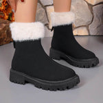 Square-heeled Snow Boots Winter Plus Velvet Platform Plush Shoes Fashion Warm Non-slip Mid-calf Boot For Women - EX-STOCK Canada