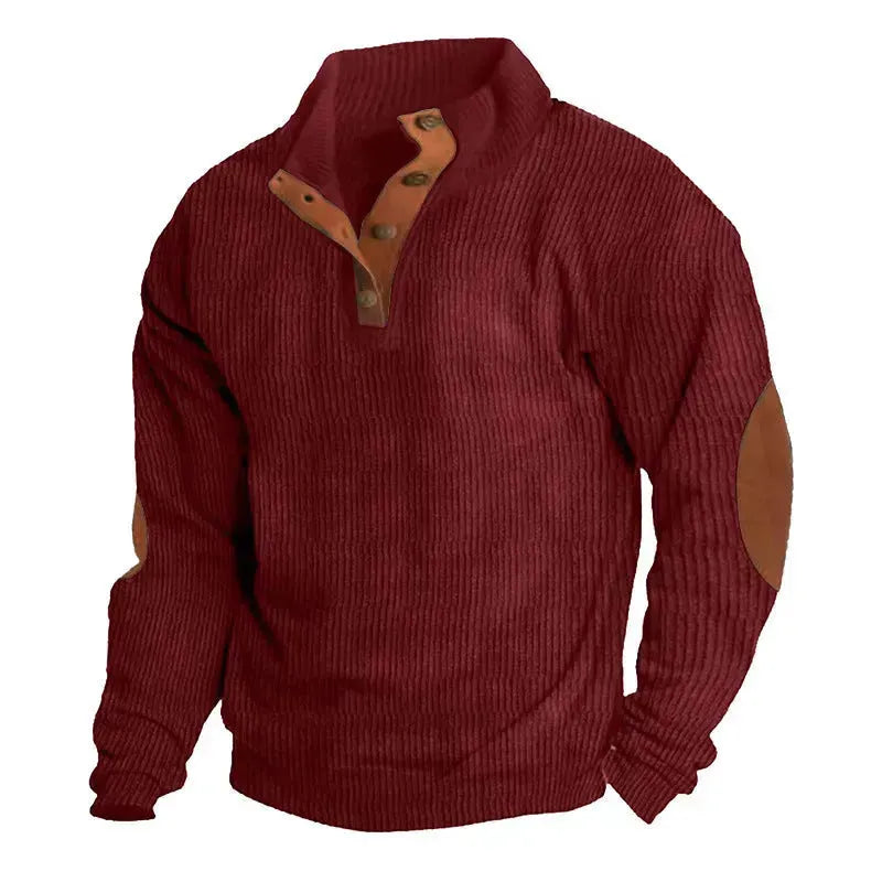 Corduroy Casual Stand Collar Long-sleeved Sweater men - EX-STOCK CANADA