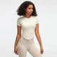 Rib Sports Short-sleeved Blouse With Chest Pad Workout Clothes Running T-shirt Beauty Back Tight - EX-STOCK CANADA