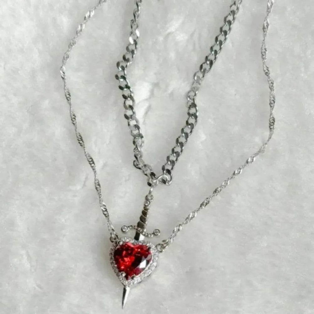 Red New Style Crystal Love Dagger Stylish Pendant Valentine Necklace gift - EX-STOCK Canada