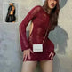 Women Fashion Slim Fit Hollow Long Sleeve Dress Y2K Charming Backless Hip-hugging Short Mini Suspender Dresses for Club Party - EX-STOCK CANADA