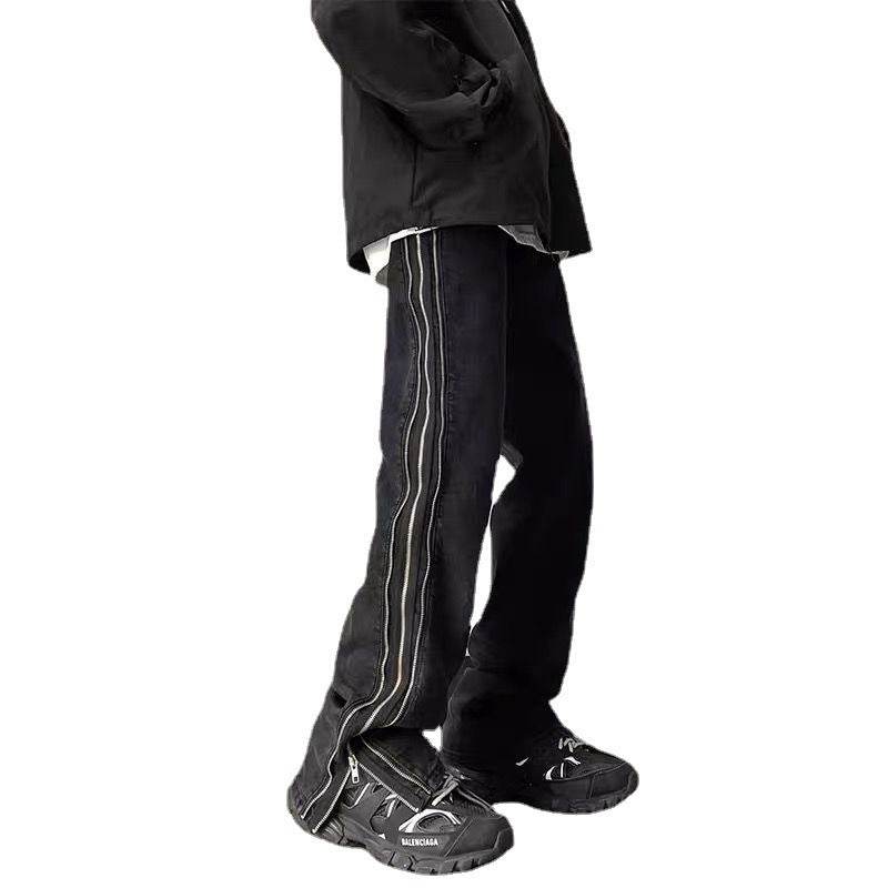 American Zippered Denim Straight Trousers For Men Jeans - EX-STOCK Canada