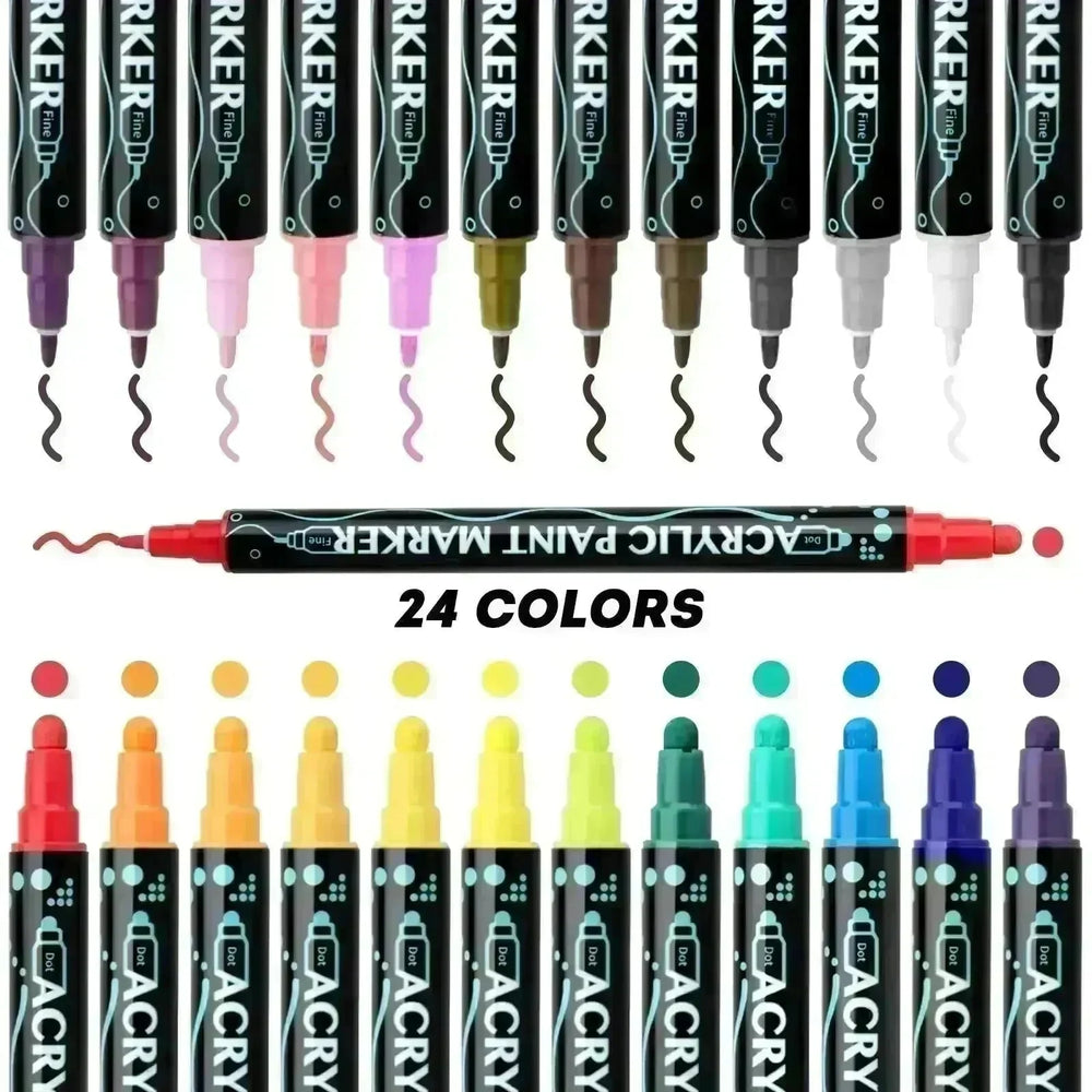 Acrylic Marker Pen Double-headed Stackable Water-based Paint Brush Paint Marker and Highlighter - EX-STOCK CANADA